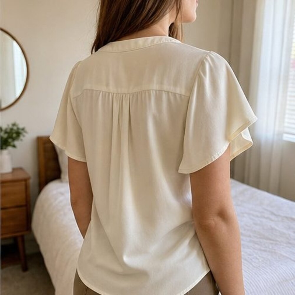 Cream Button Blouse - Picture 3 of 6